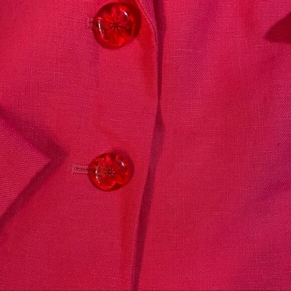 Y2K Pink Powersuit Office Dopamine Girly Minimalist Linen Blazer 12 Petite - Picture 6 of 7